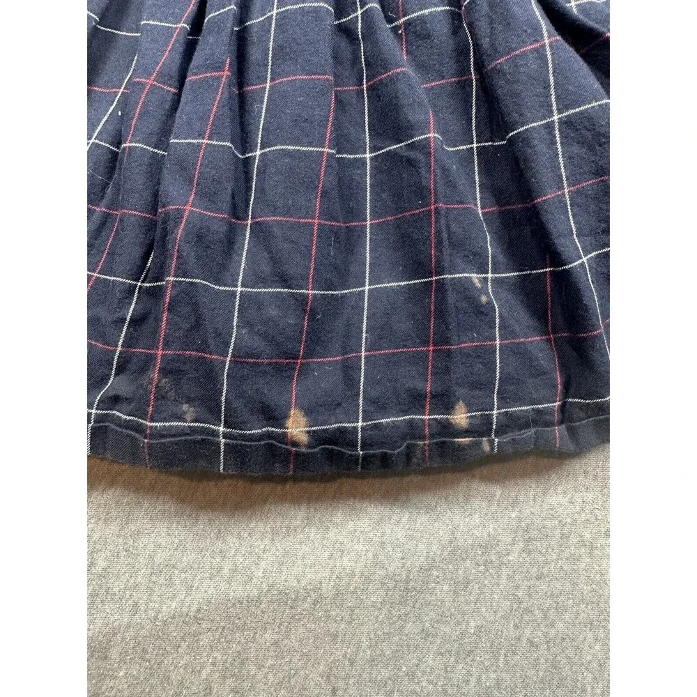 Jacadi Dress Infant Girls Size 5A Blue Plaid Long‎ Sleeve